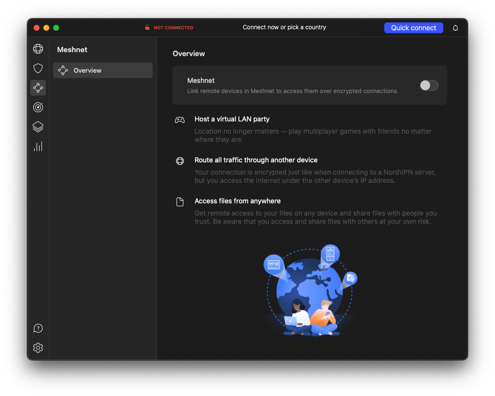 NordVPN meshnet screen